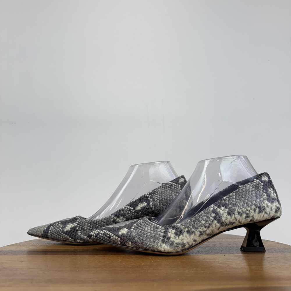 Womens Sarto Diva Snakeprint‎ Leather Comfort Kitten Heeled Pumps Size 8.5 M GUC - Picture 2 of 8
